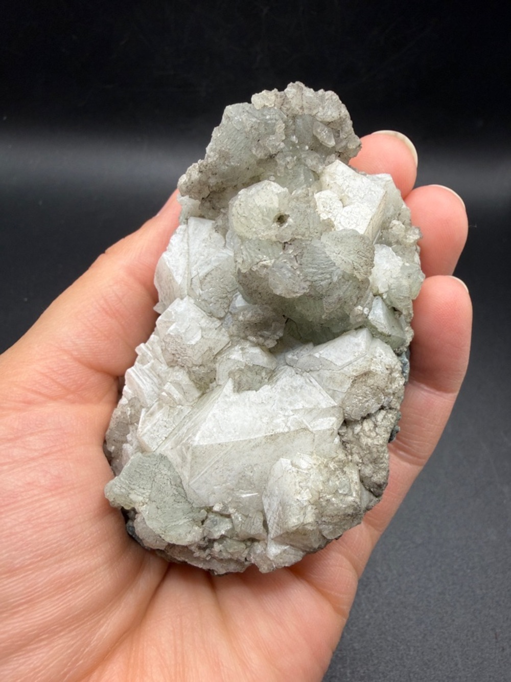 White & Light Green Crystal Cluster Stone Mineral Specimen Collectible Gemology